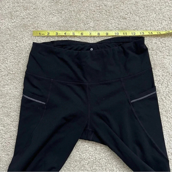 Athleta Relay Capri 2.0 Running leggings Workout Gym Black Reflective Sm 347896. - Picture 7 of 15